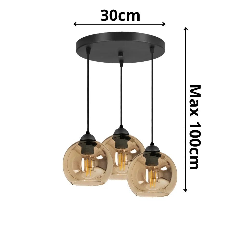 Hanglamp glas – Industrial 3-Lichts Amber