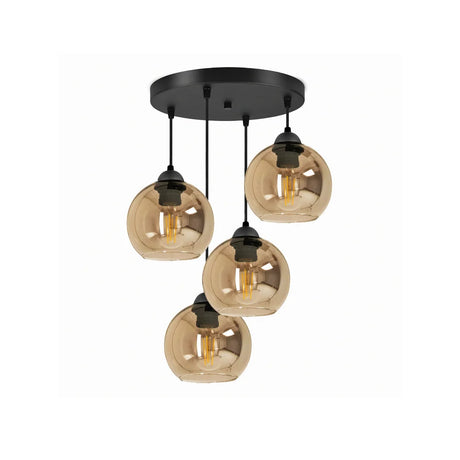 hanglamp industrieel 4-lights amber woonkamer