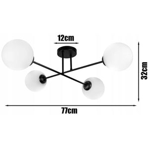 Plafondlamp industrieel 4-lamps zwart ‘LoftLuster’