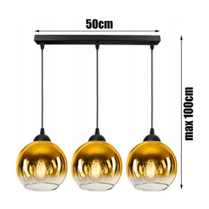 Hanglamp Industrieel 3-Lichts Gold Langwerpig