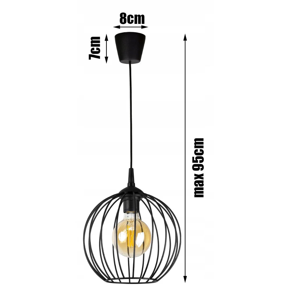 Stijlvolle Zwarte bol Hanglamp van Staal met E27 Fitting