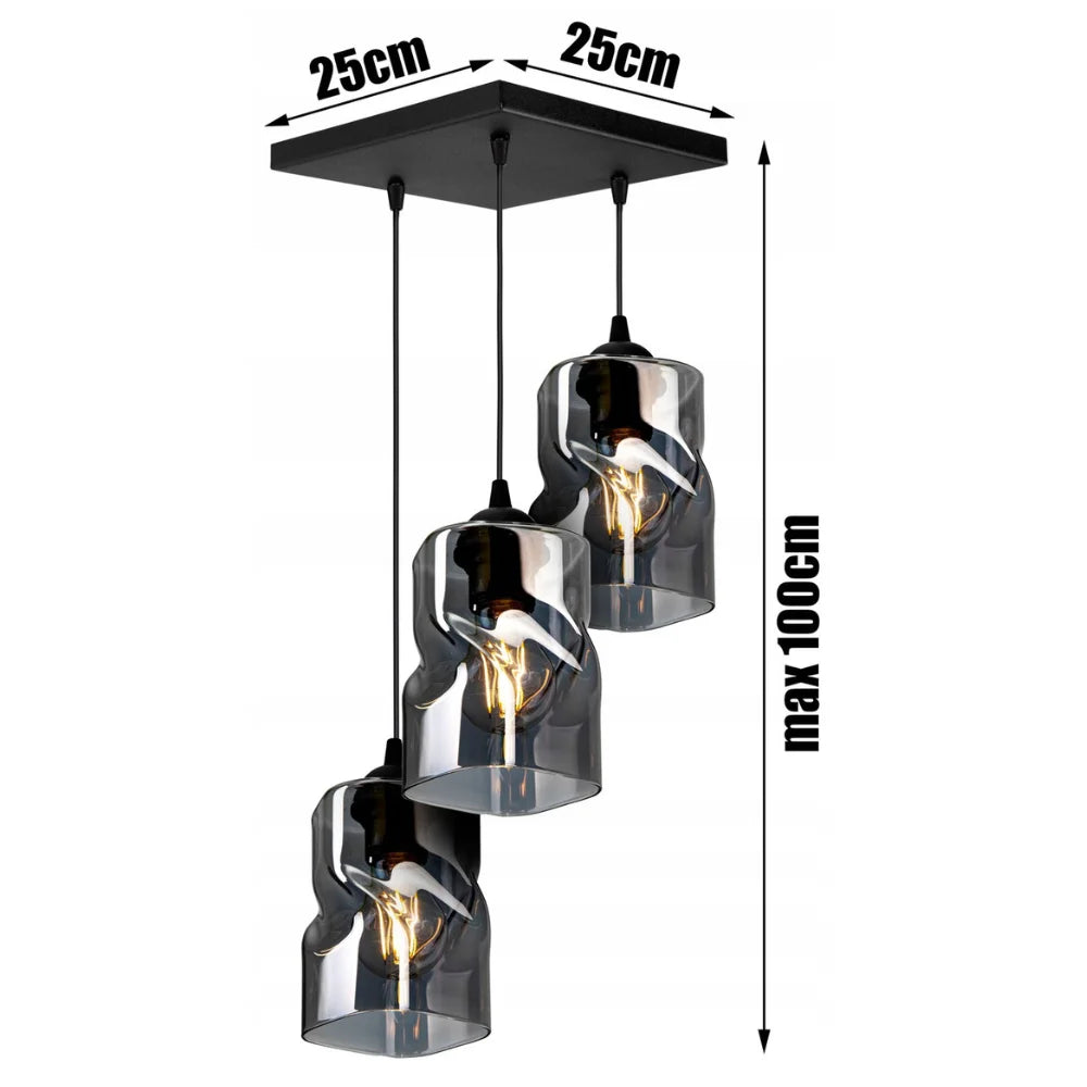 Hanglamp Vierkant Industrieel 3-Lamps ‘Twistlux’