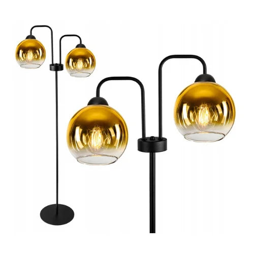 Vloerlamp Industrieel 2-lamps ‘Gold’