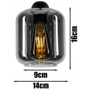 Hanglamp Industrieel Rookglas/Zwart 3-lichts