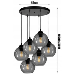 Hanglamp Industrieel 6-Lamps Smoke Dent