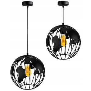 Zwarte Wereldbol Hanglamp van Staal met E27 Fitting