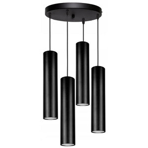 Hanglamp zwart industrieel rond 4-lamps ‘Ironglow’