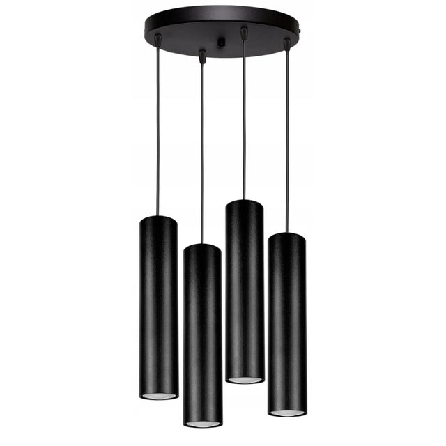 Hanglamp Zwart Rond 4-Lamps Ironglow Woonkamer