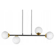 Hanglamp 4 witte bollen zwart/goud