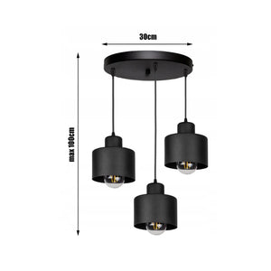 Hanglamp met 3 Draad/metaal kappen Zwart ‘Ambiance’