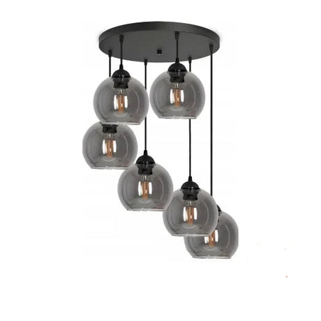 Hanglamp 6 smoke grijs 6 glas woonkamer