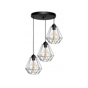 Hanglamp Industrieel Met 3 Draad/Kappen Zwart