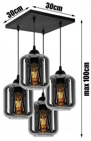 Hanglamp Industrieel Met 4 Glas Kappen