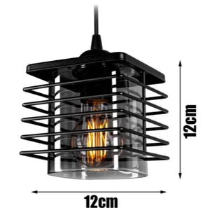 Hanglamp Plafondlamp Industrieel met 3 Draad/Glas-kappen kooi zwart