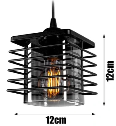 Hanglamp Plafondlamp Industrieel met 3 Draad/Glas-kappen kooi rechte plaat zwart