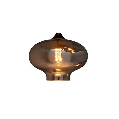 Hanglamp 5-Lichts Mix | Rookglas | Industrieel | Woonkamer | Eetkamer | Smoke | Zwart