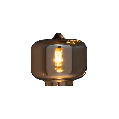 Hanglamp 5-Lichts Mix | Rookglas | Industrieel | Woonkamer | Eetkamer | Smoke | Zwart