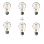 6X LED Lamp E27 | 6 Watt | 3000K Warm Wit | Doorzichtig