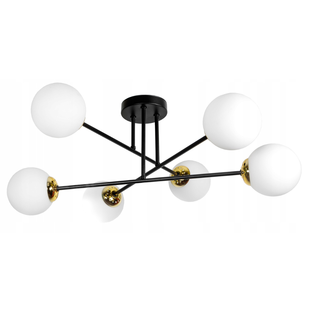 Plafondlamp 6-lamps zwart goud-Hanglamp -