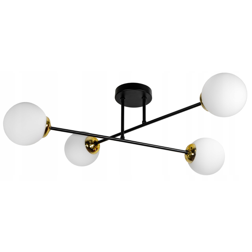 plafondlamp 4-lamps zwart goud