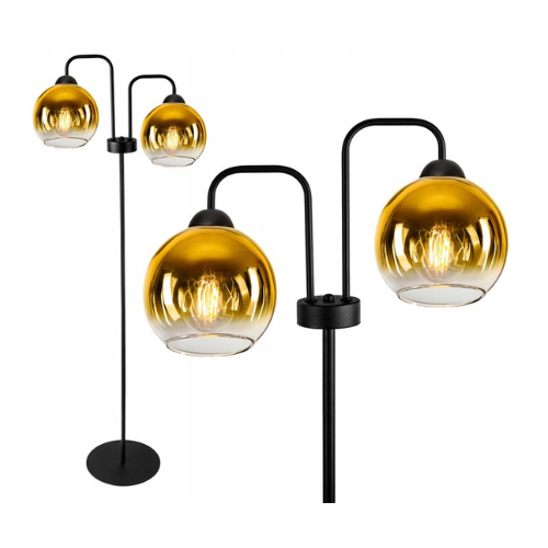 Vloerlamp – Industrieel 2-lamps ‘Gold’